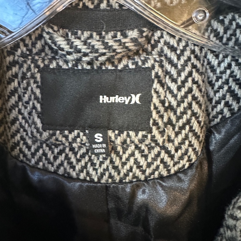 Hurley Wool Blend Double Breasted Herringbone Textured Tailored Classic Jacket S - Picture 3 of 4